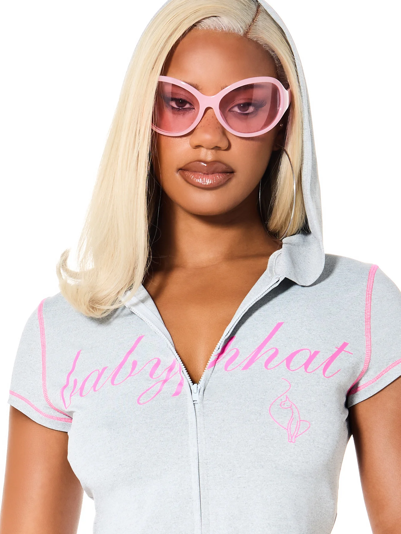 Short Sleeve Logo Zip Up Hoodie - Image 6