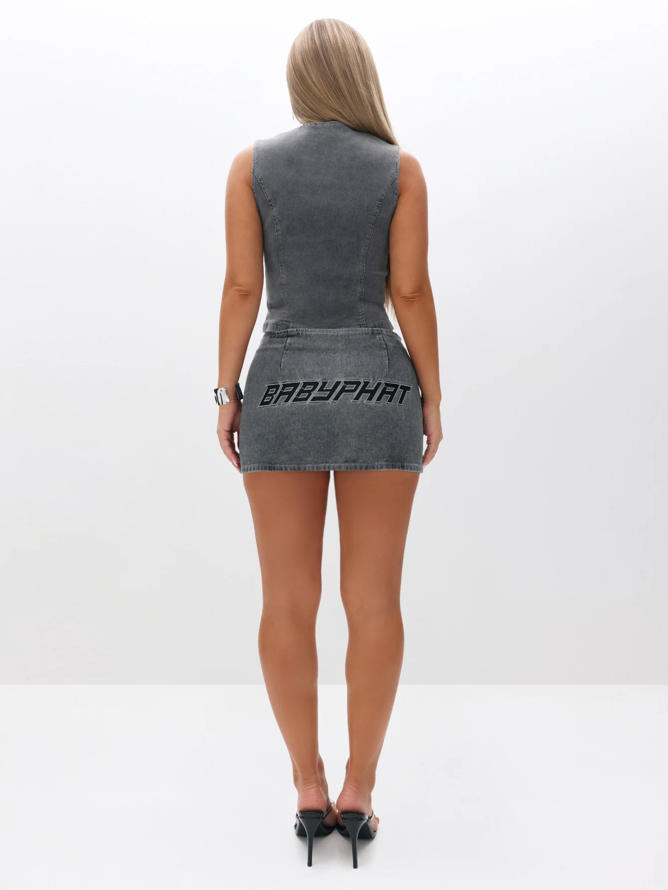 Sleeveless Denim Zip Up Top - Image 5
