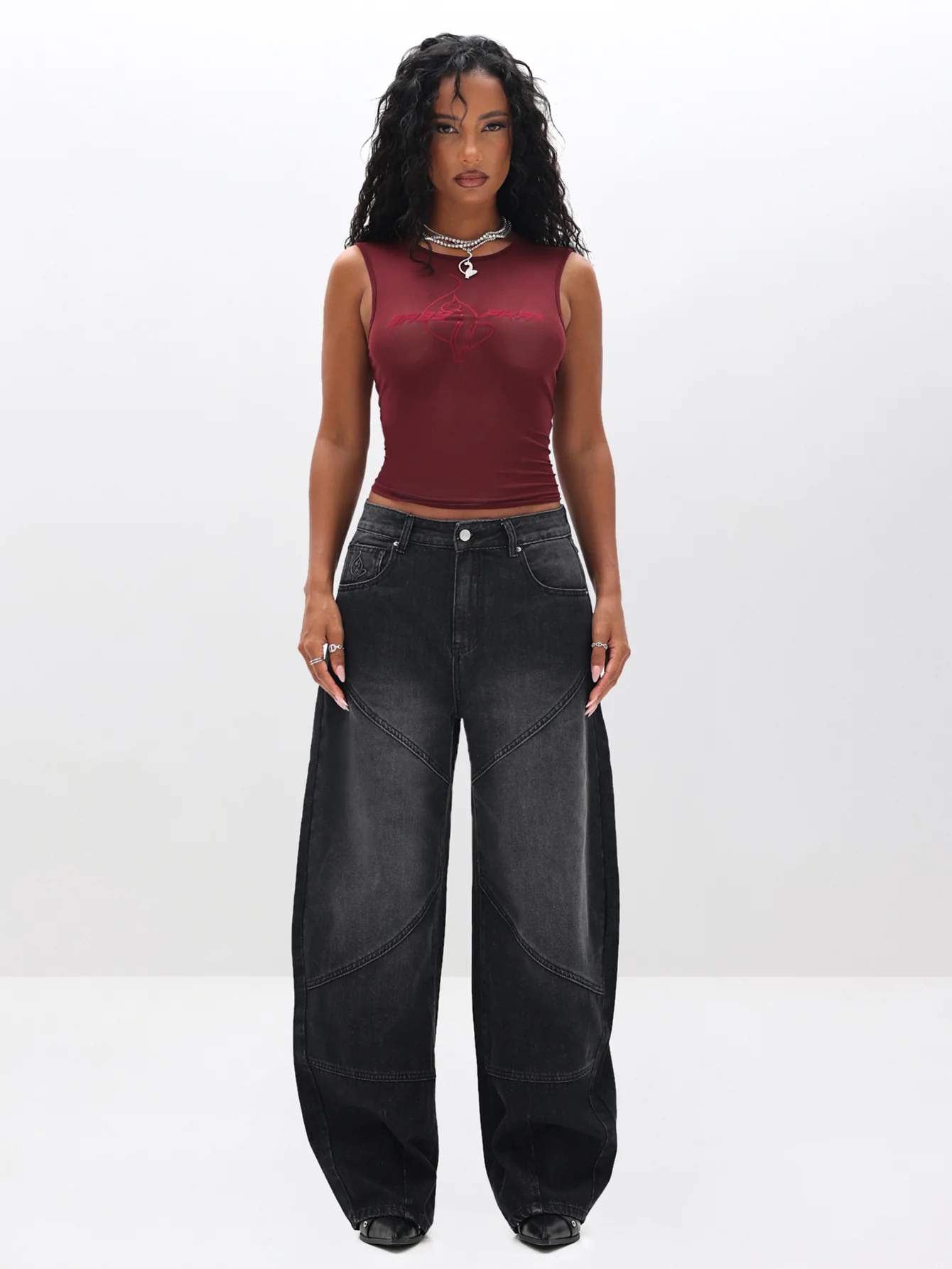 Sleeveless Sheer Mesh Top - Image 5
