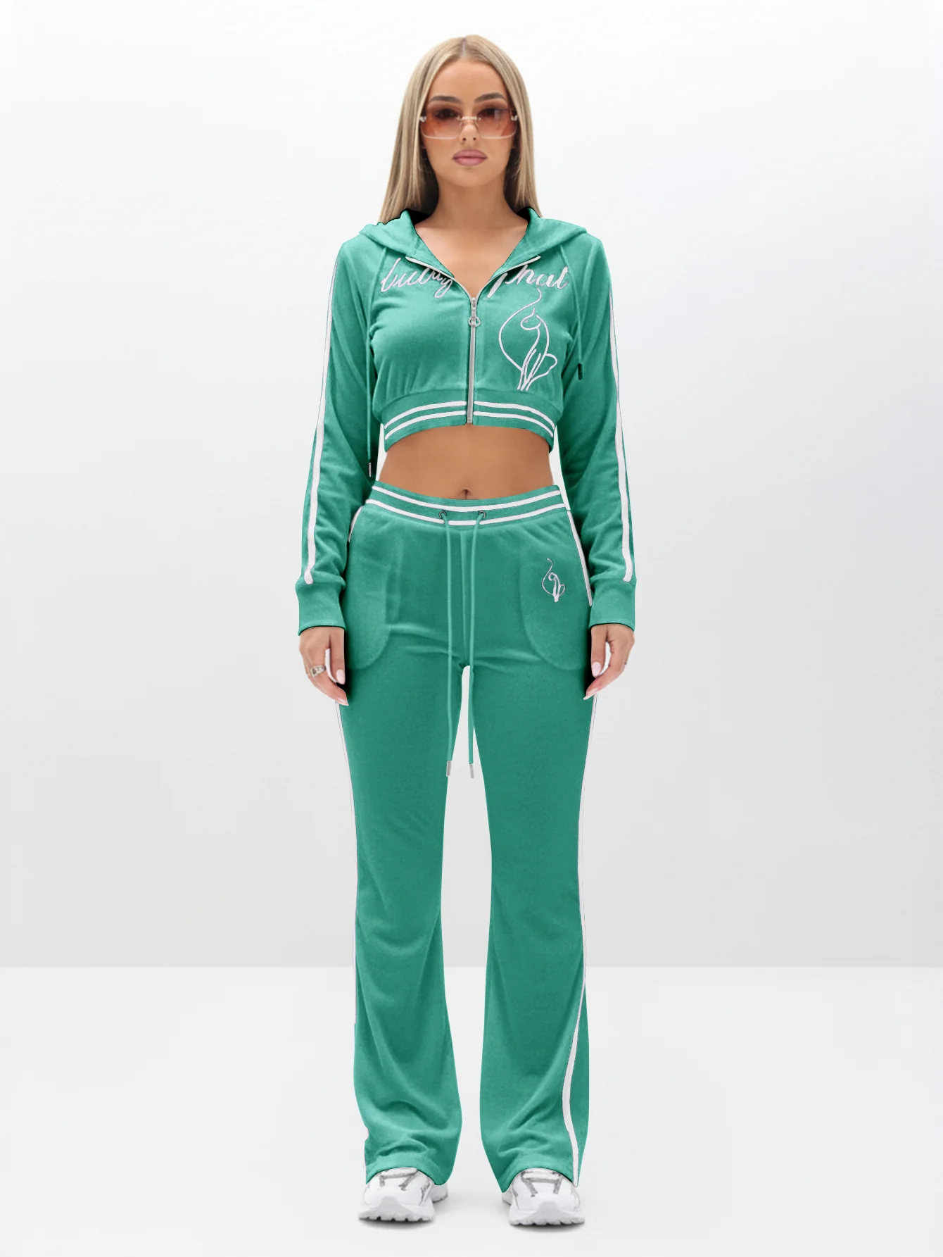 Slim Fit Velour Bootcut Pant
