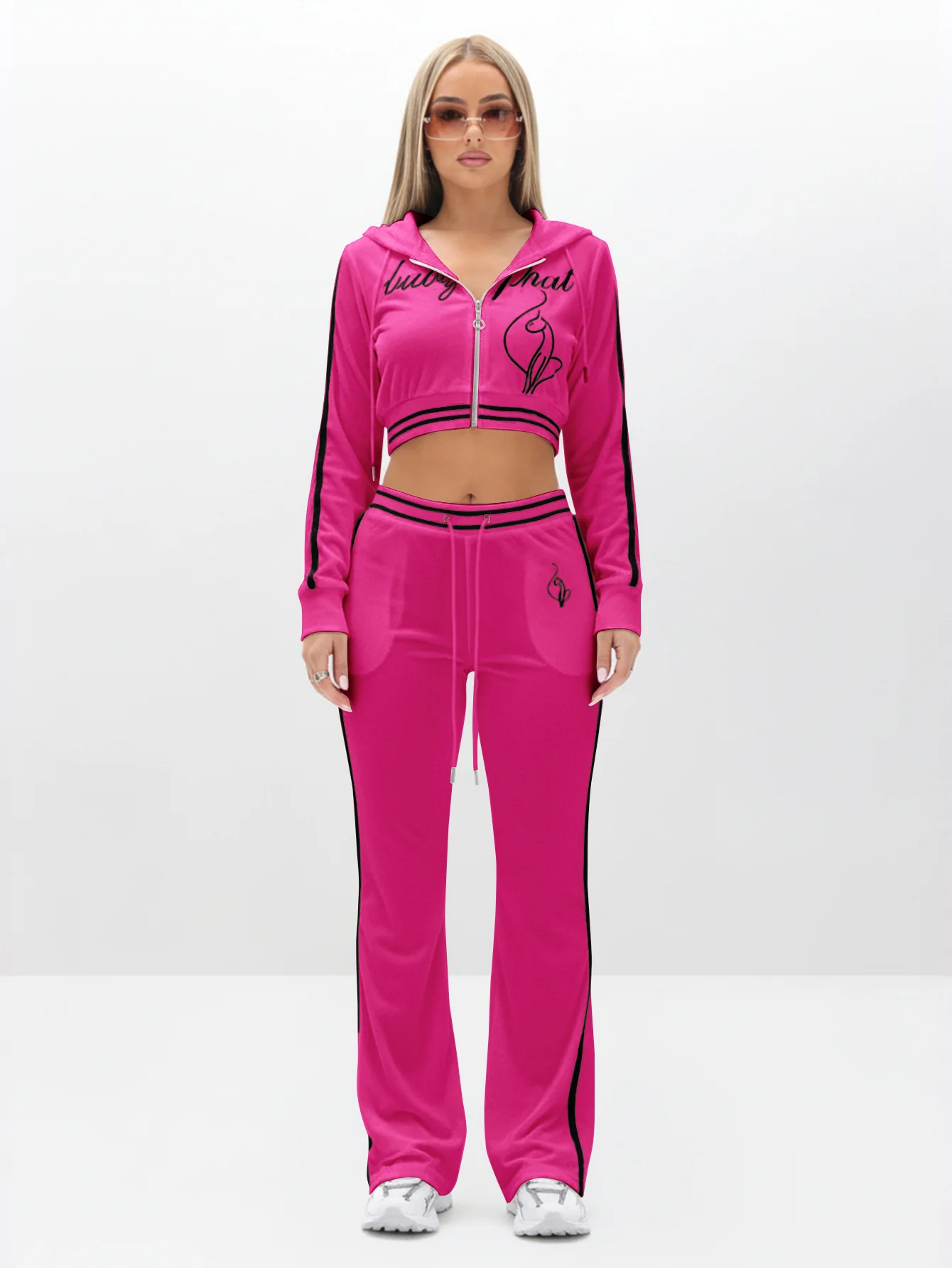 Slim Fit Velour Bootcut Pant