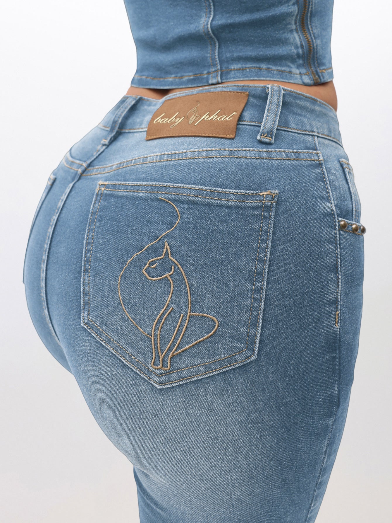 Stretch Denim Capri Jeans With Turn Up Hems - Image 6