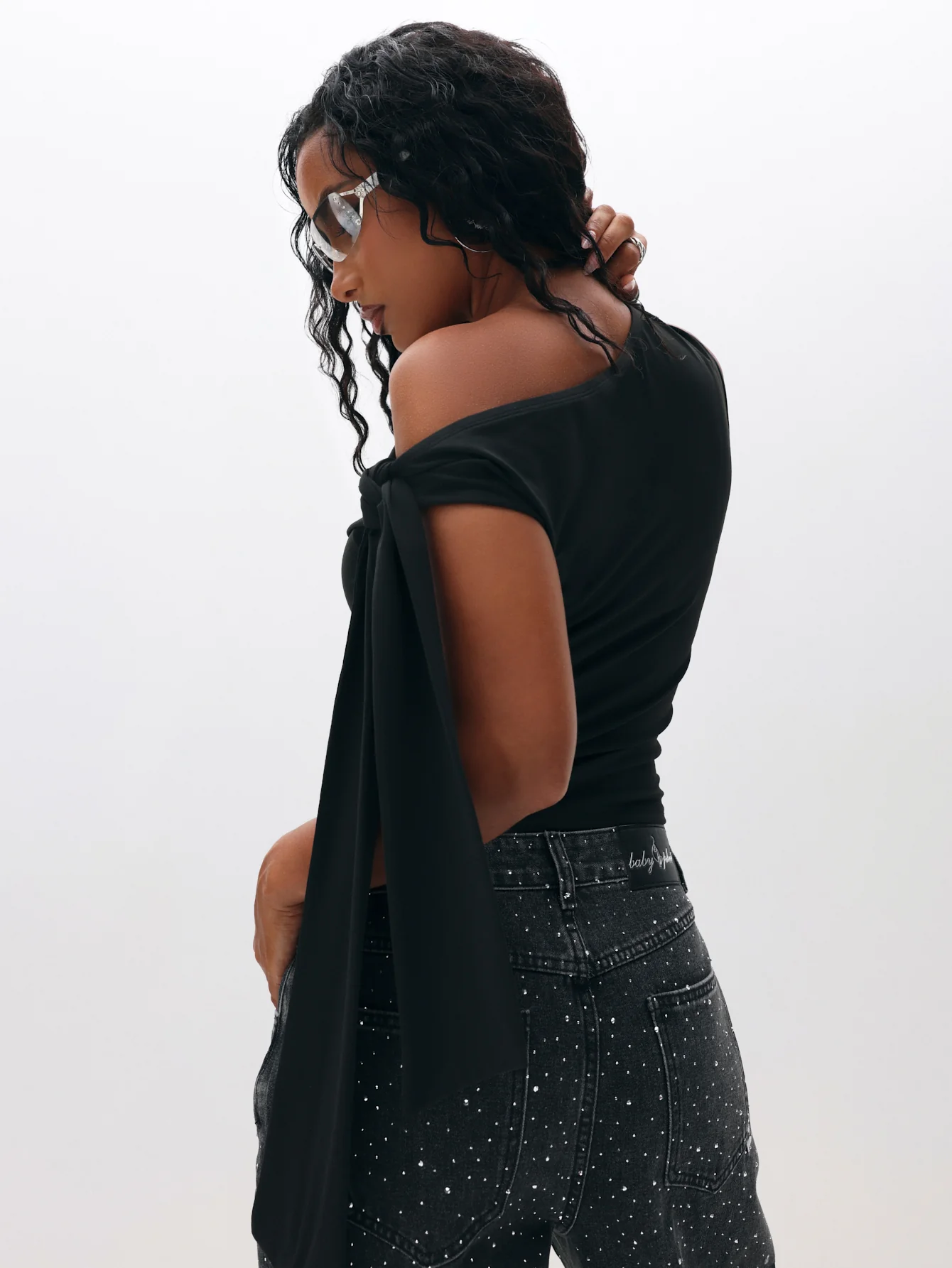 Tie Detail One Shoulder Top - Image 4