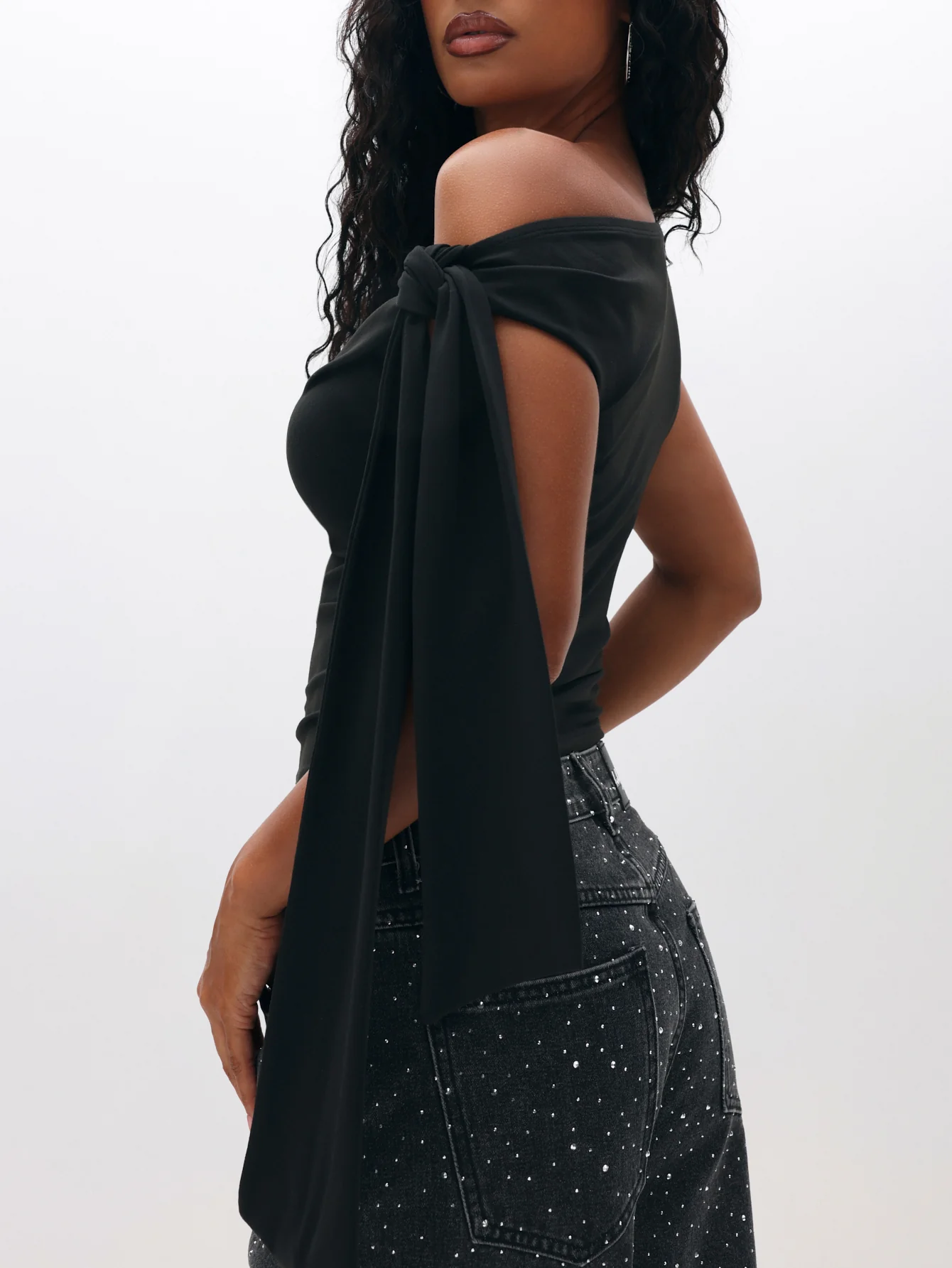 Tie Detail One Shoulder Top - Image 5