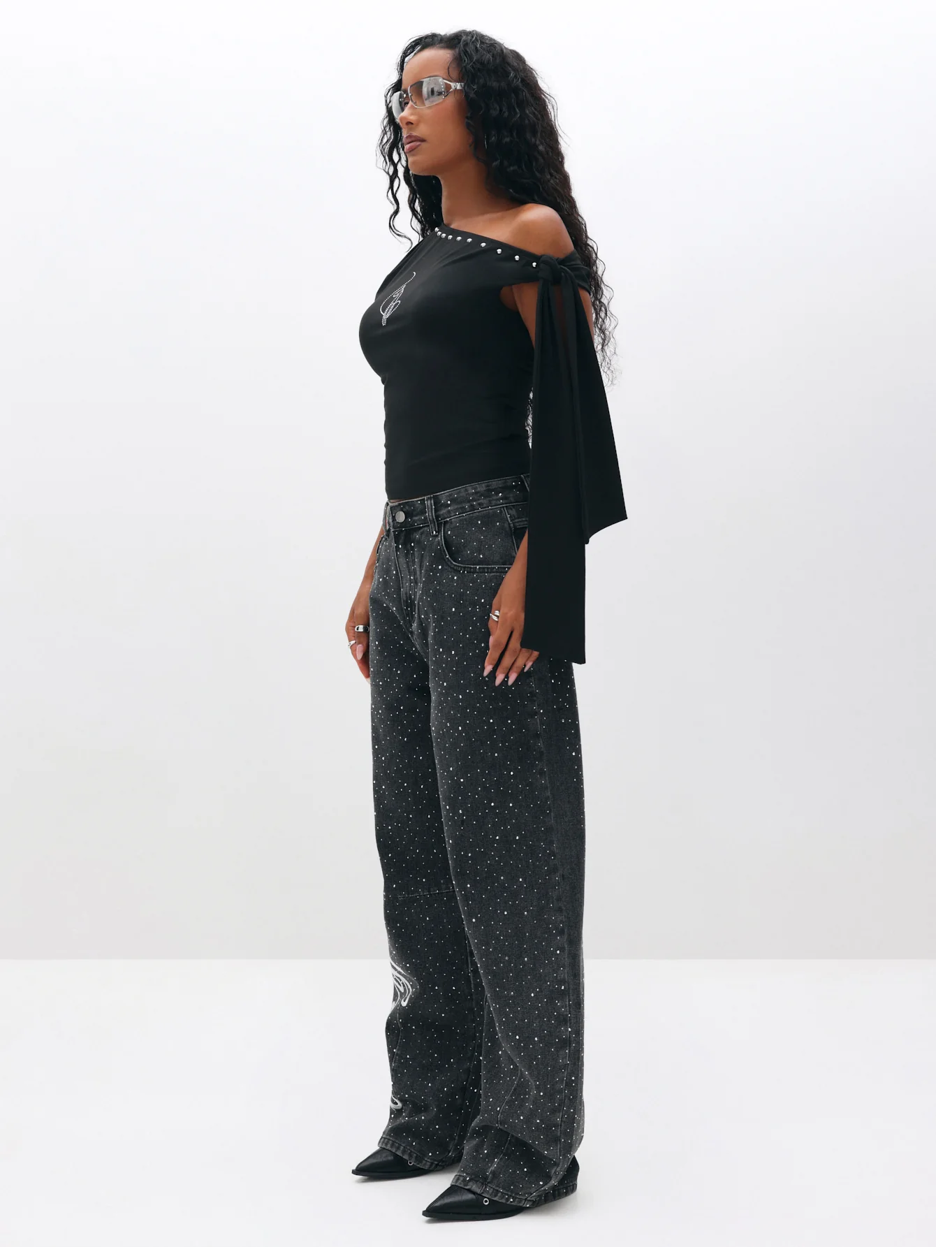 Tie Detail One Shoulder Top - Image 7