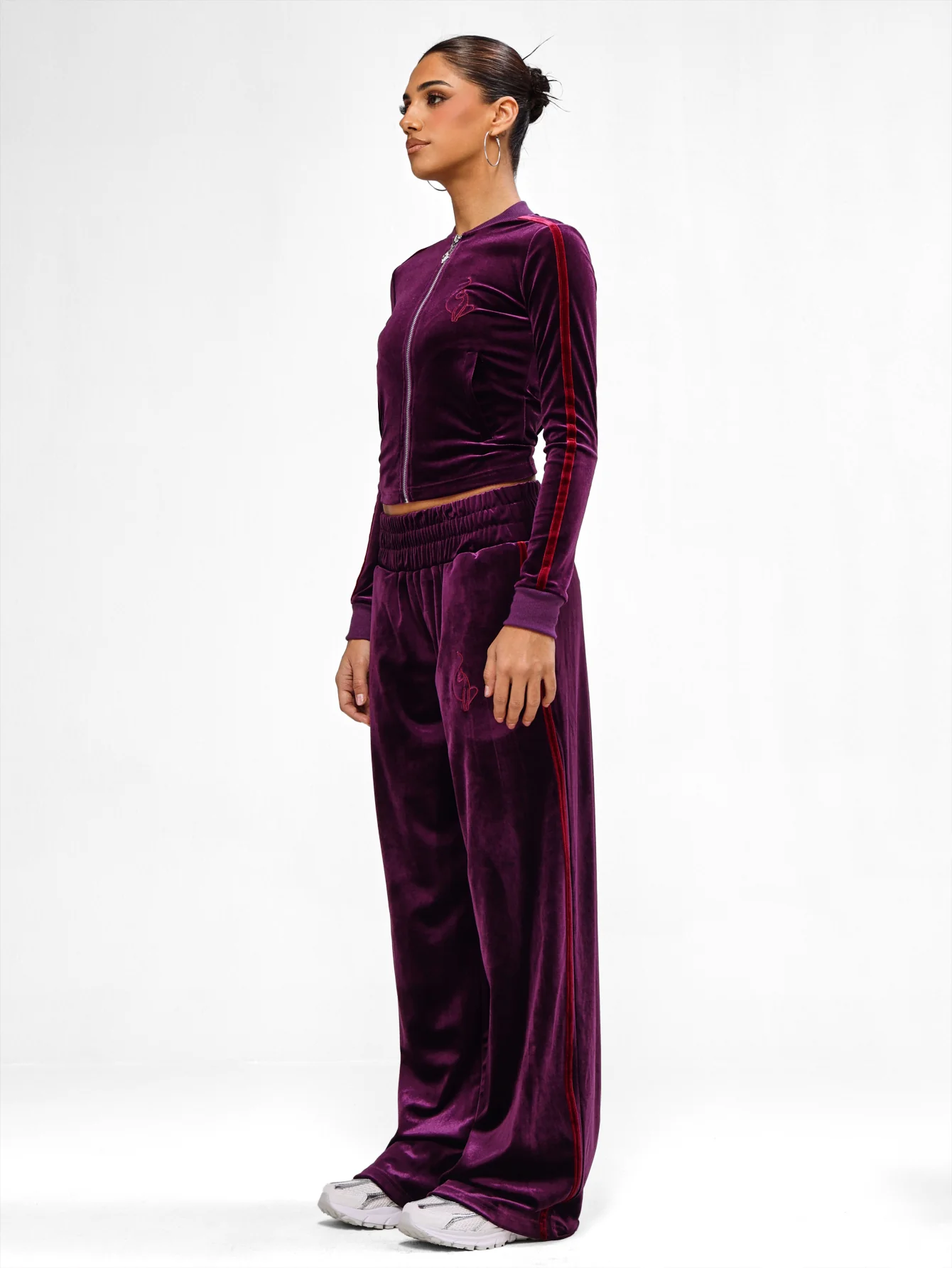 Velour Wide Leg Track Pants - Image 6
