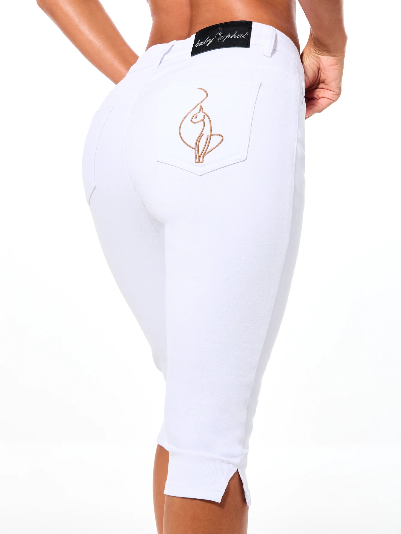 White Stretch Denim Capri