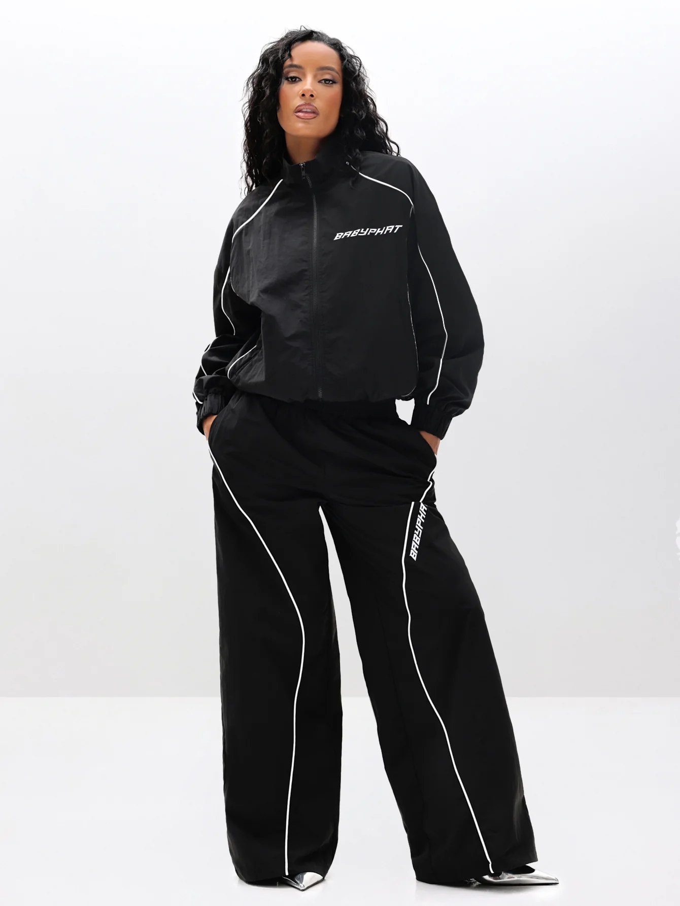 Wide Leg Nylon Trackpants