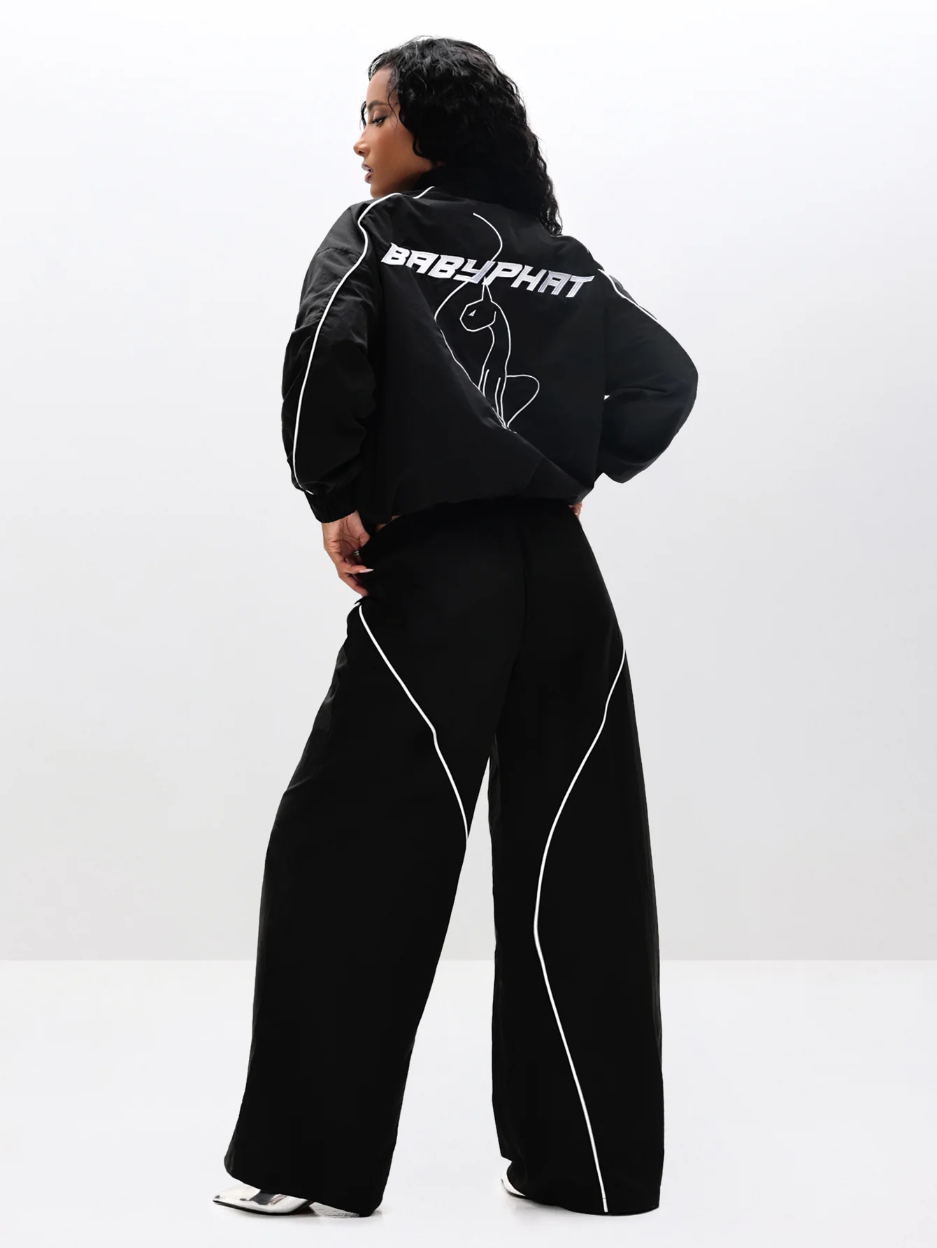 Wide Leg Nylon Trackpants - Image 4