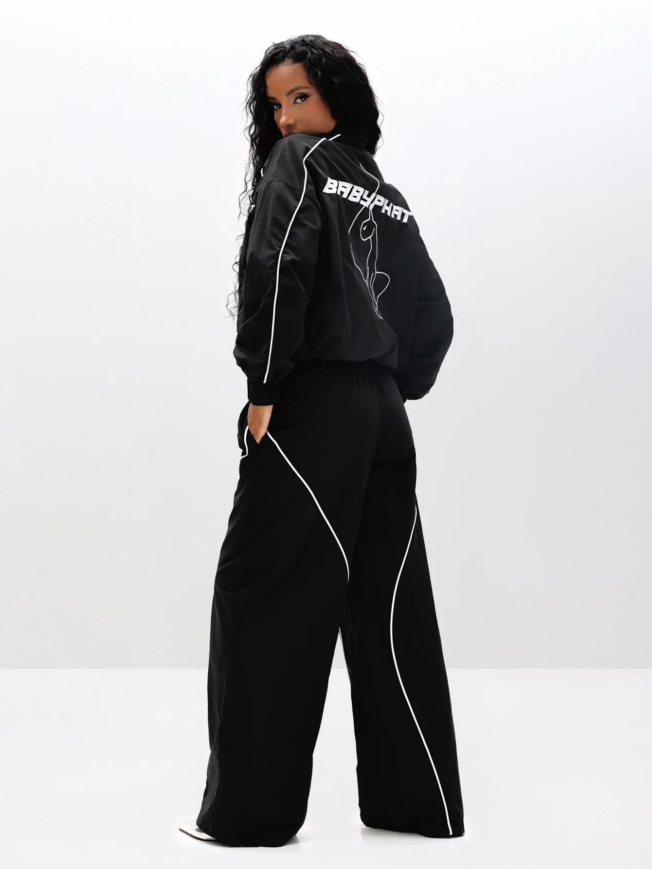 Wide Leg Nylon Trackpants - Image 5