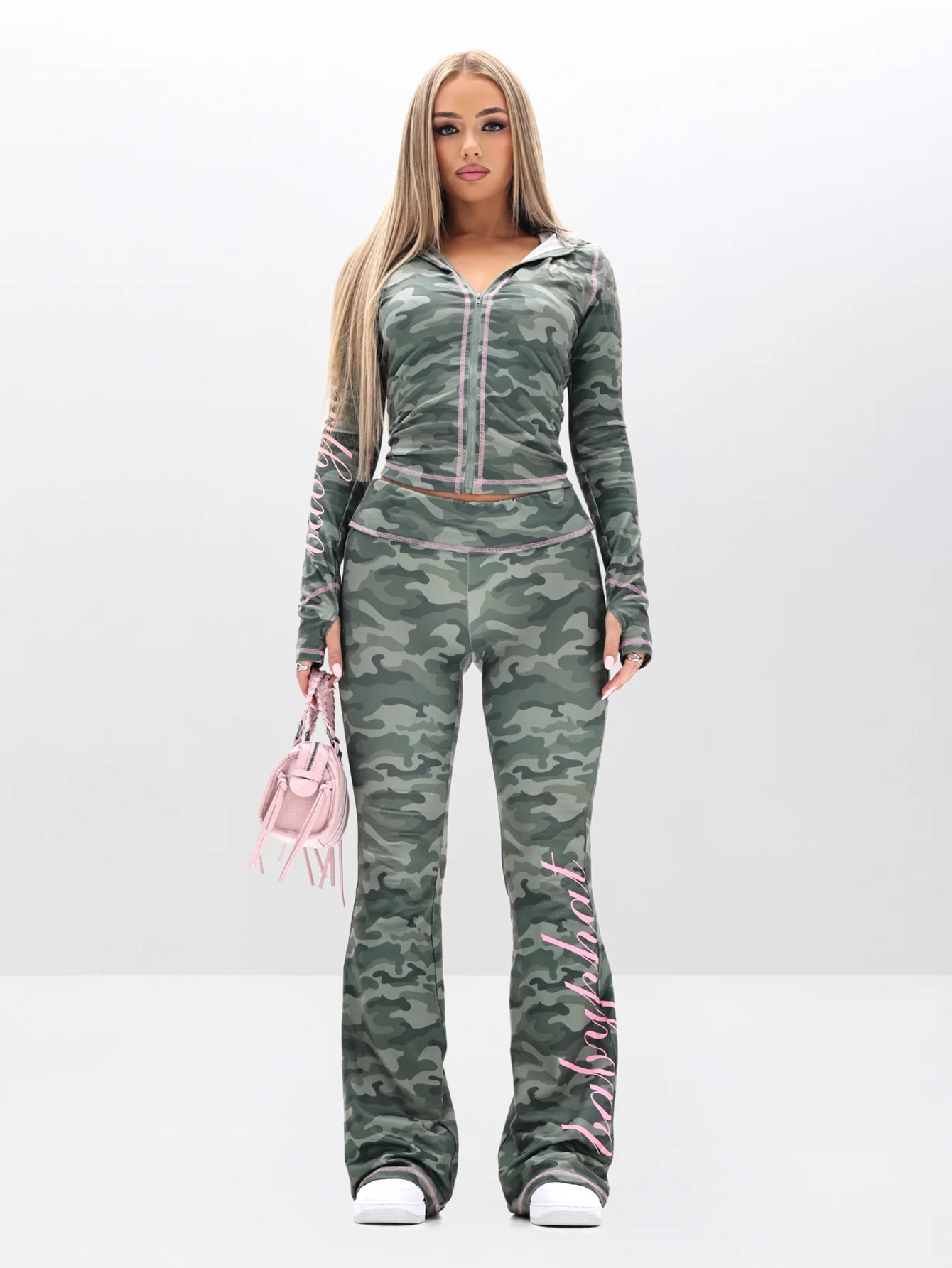 Zip Up Hooded Top in Camo - Image 4
