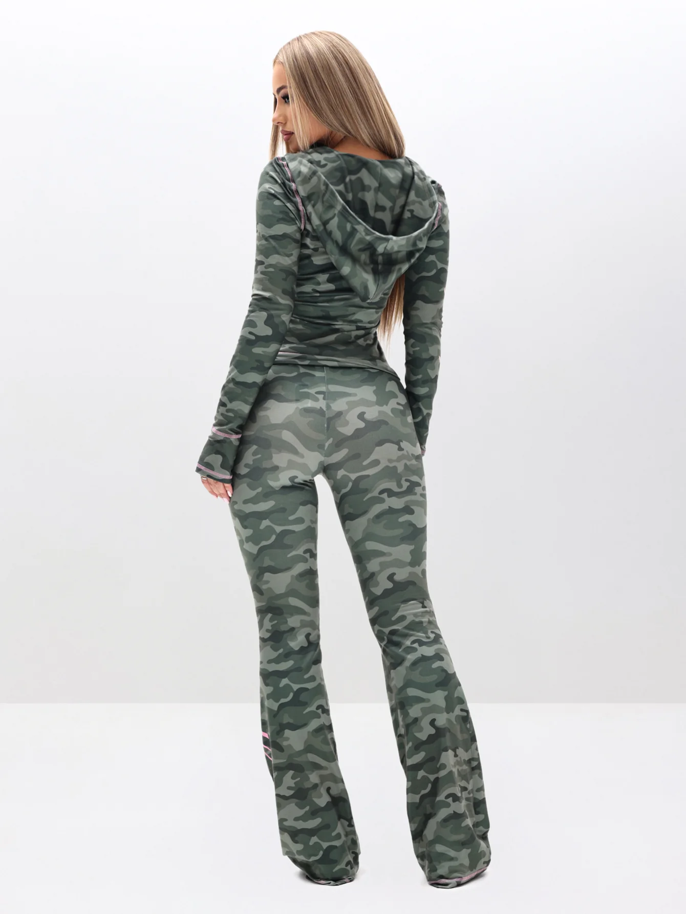 Zip Up Hooded Top in Camo - Image 5