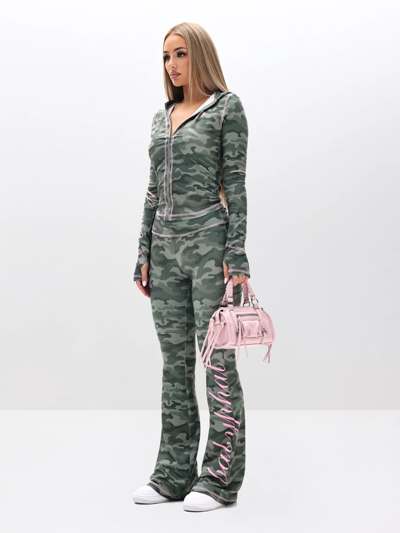 Zip Up Hooded Top in Camo - Image 6