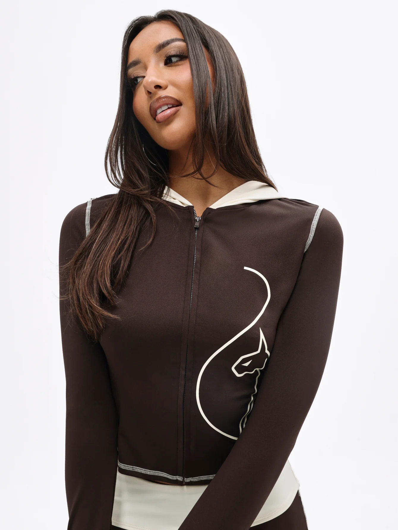 Zip Up Hooded Top With Contrast Stitching - Image 4